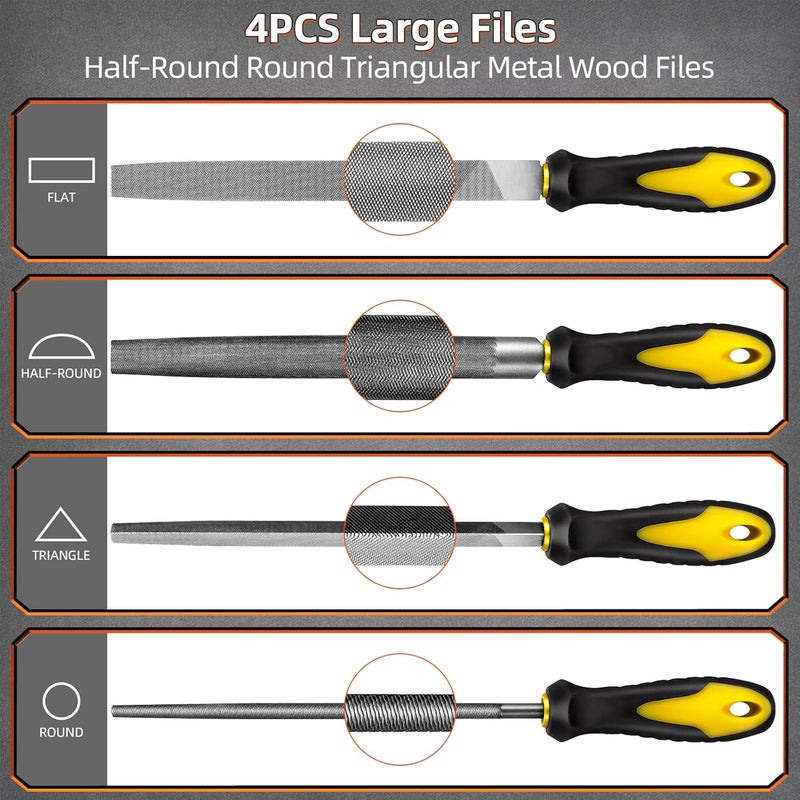 BTECH Metal File Set,46PCS Metal Files for Steel,4PCS Large File Woodworking Wood Files Set 14PCS Needle for Works Tools - Image 2
